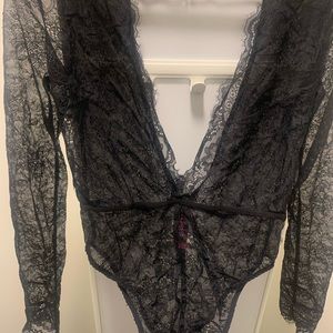 La senza sheer black lace bodysuit lingerie. Never worn.